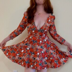 Lovers and friends Vira Mini Dress Crochet V Neck